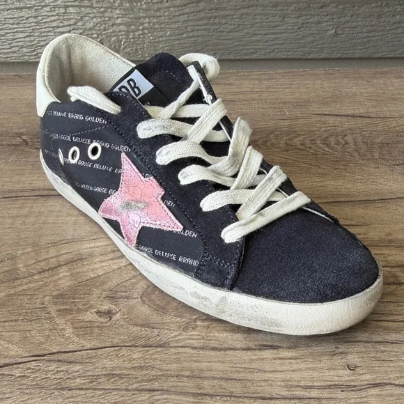Golden Goose Lilla Women Black and Pink Star Sneakers size 37/7 - Picture 7 of 11